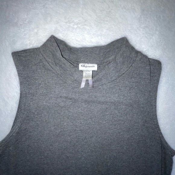 Charcoal Mod Style Mini Dress Tight Flattering Bodycon Medium Gray Grey Cute​ - Picture 4 of 5